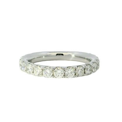 18k White Gold Natural 1.19 Carat Round Brilliant Diamond 2/3 Bridal Band