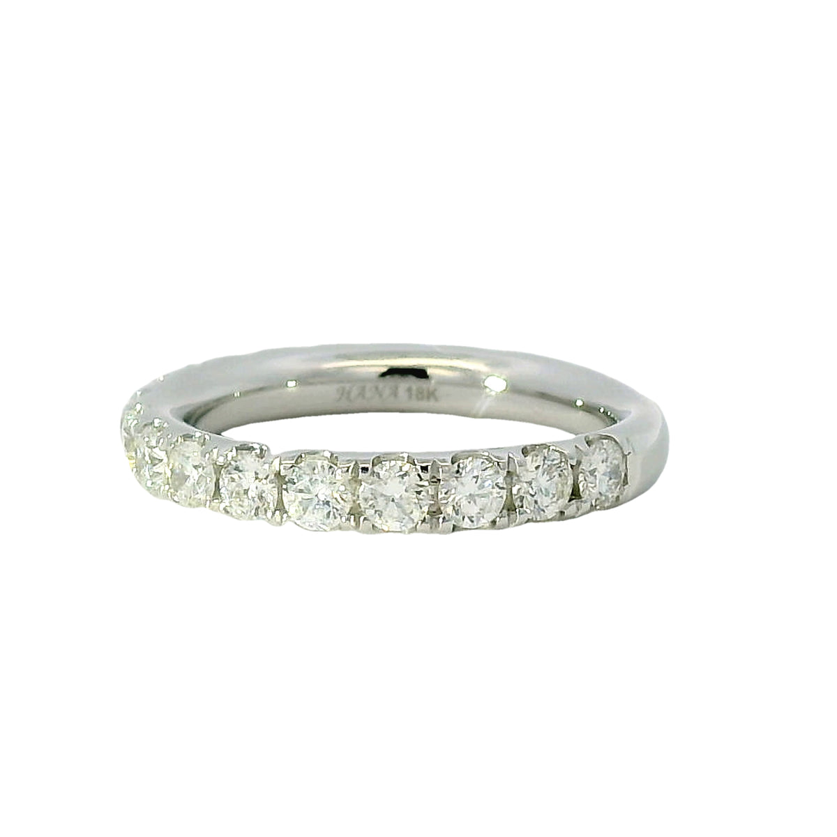 18k White Gold Natural 1.19 Carat Round Brilliant Diamond 2/3 Bridal Band