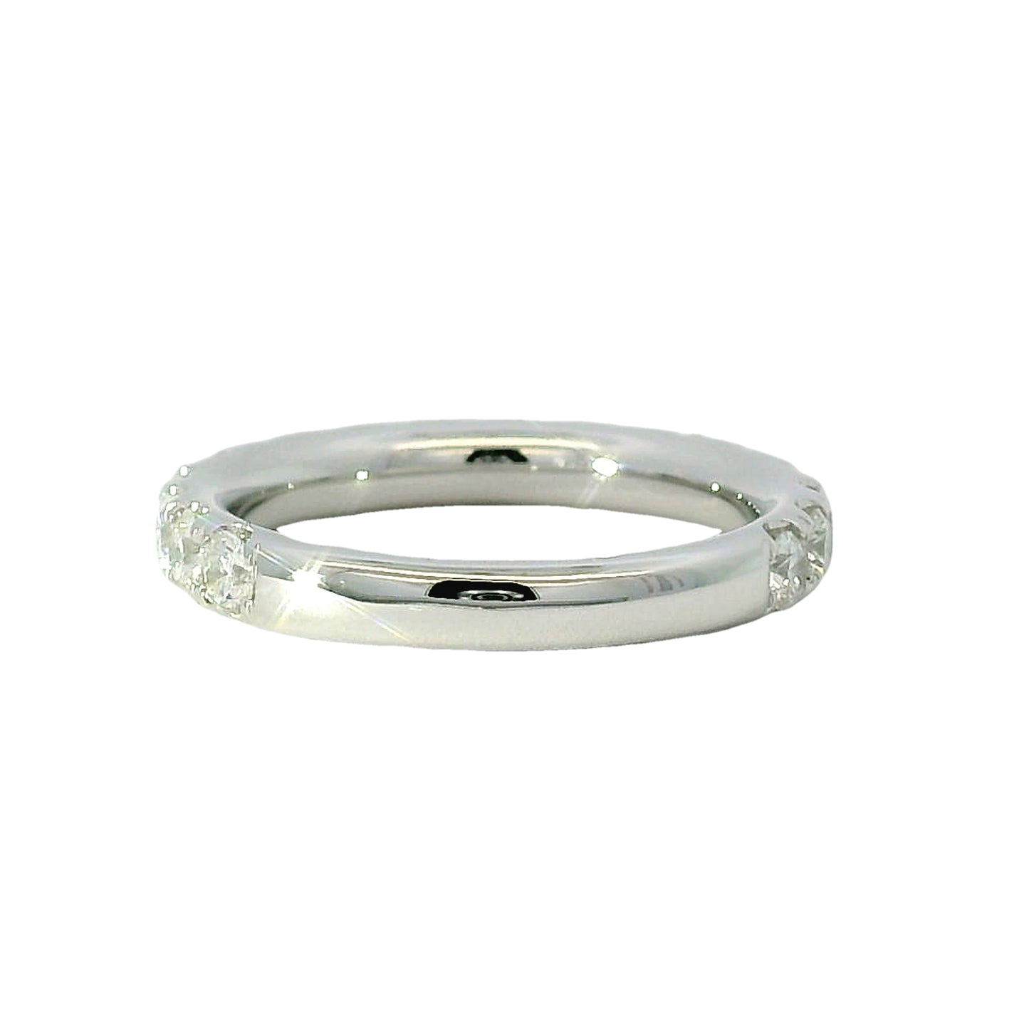 18k White Gold Natural 1.19 Carat Round Brilliant Diamond 2/3 Bridal Band