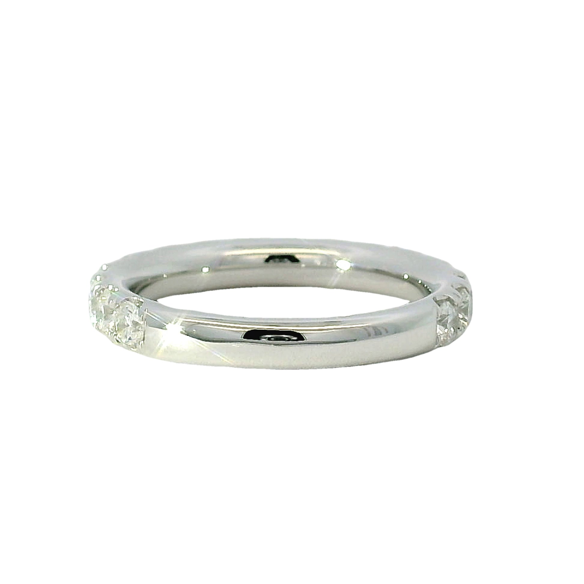 18k White Gold Natural 1.19 Carat Round Brilliant Diamond 2/3 Bridal Band