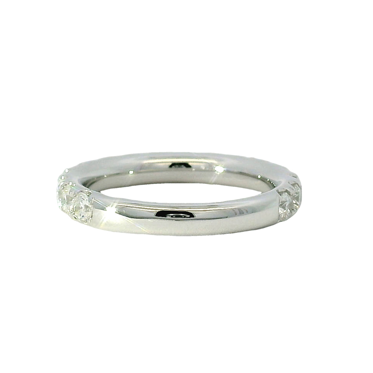 18k White Gold Natural 1.19 Carat Round Brilliant Diamond 2/3 Bridal Band