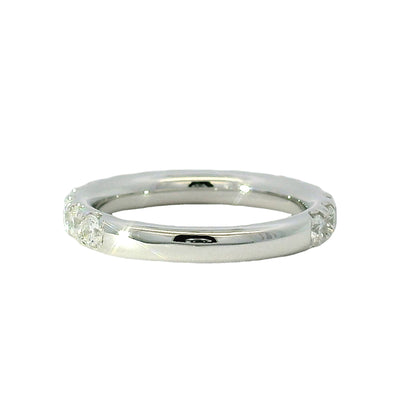 18k White Gold Natural 1.19 Carat Round Brilliant Diamond 2/3 Bridal Band