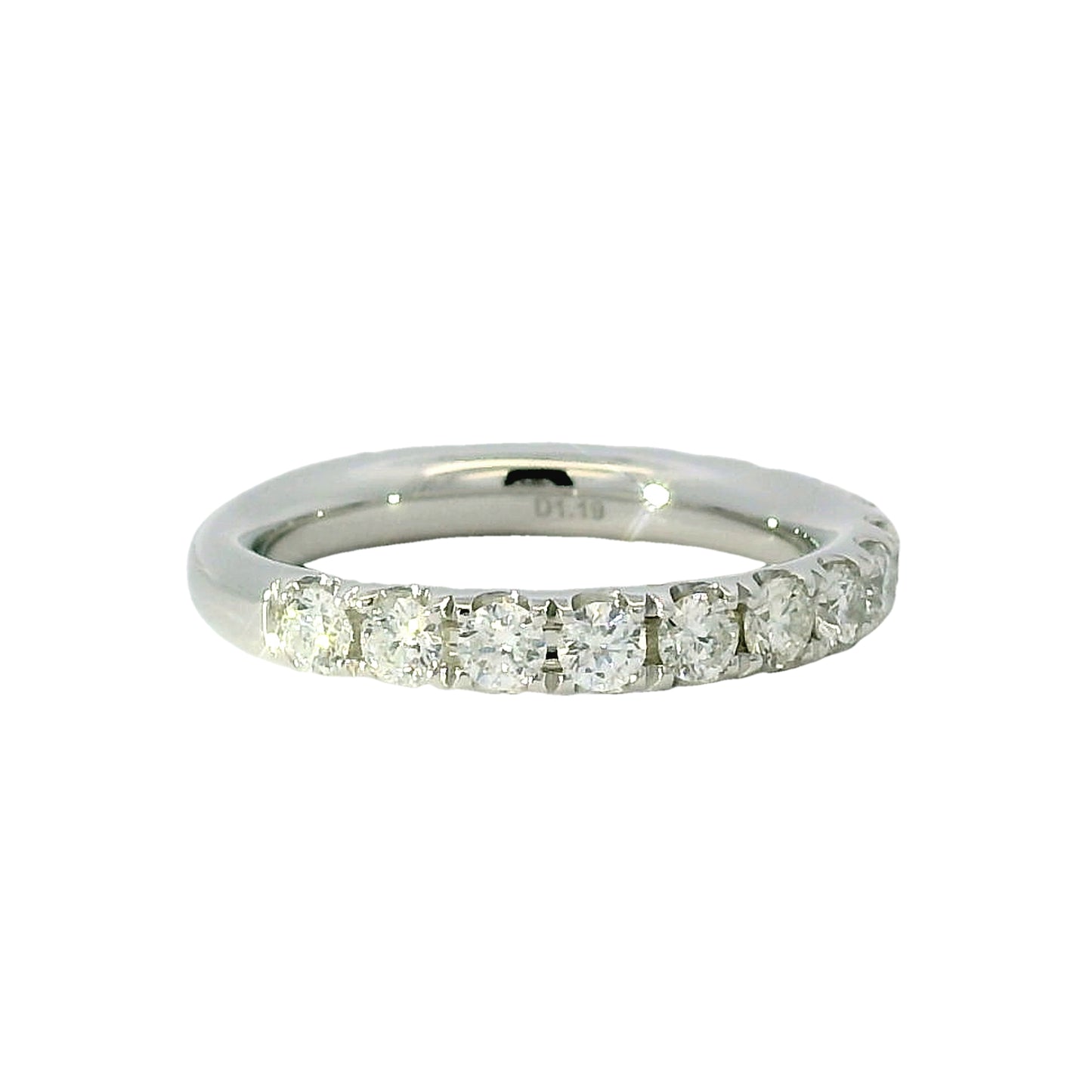 18k White Gold Natural 1.19 Carat Round Brilliant Diamond 2/3 Bridal Band