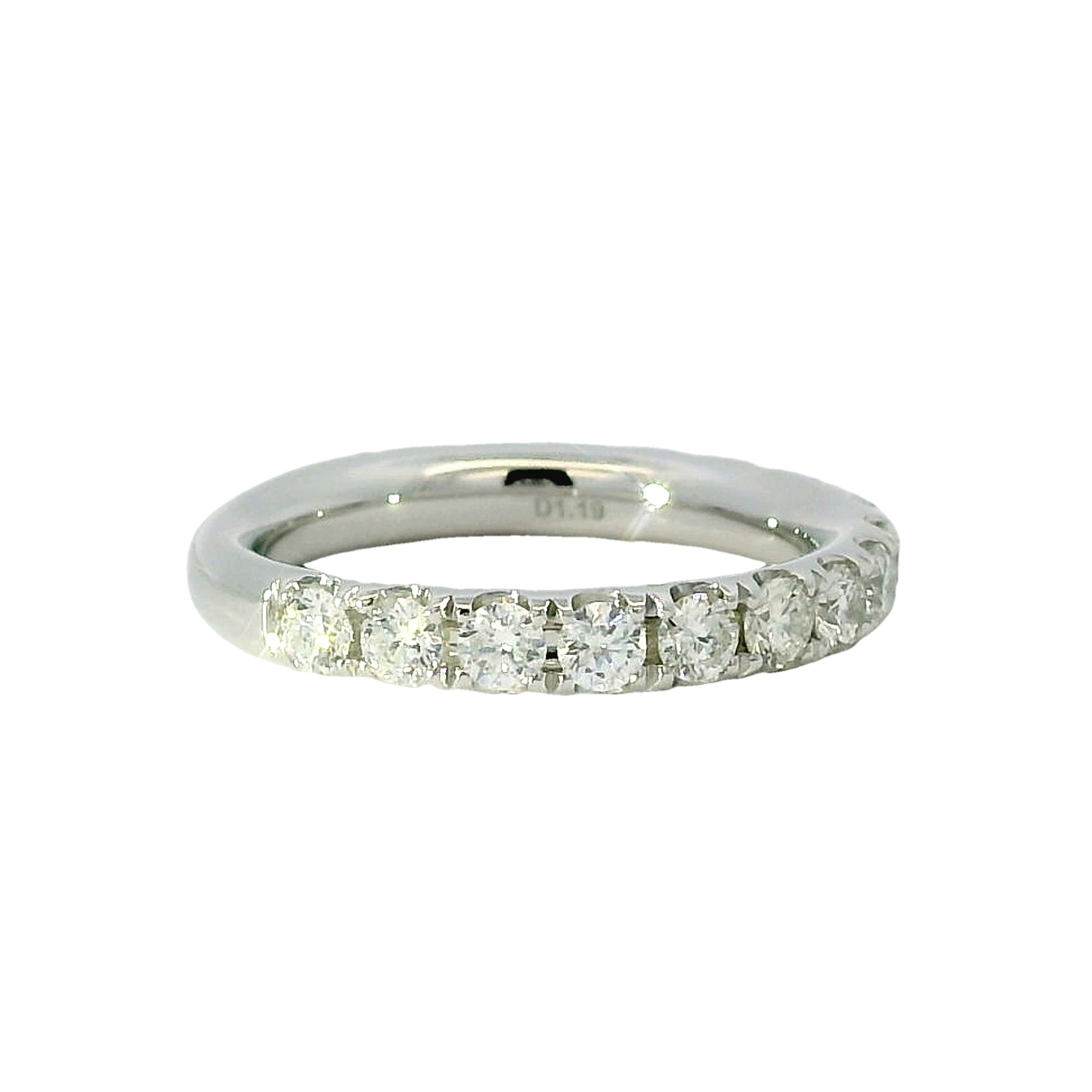 18k White Gold Natural 1.19 Carat Round Brilliant Diamond 2/3 Bridal Band