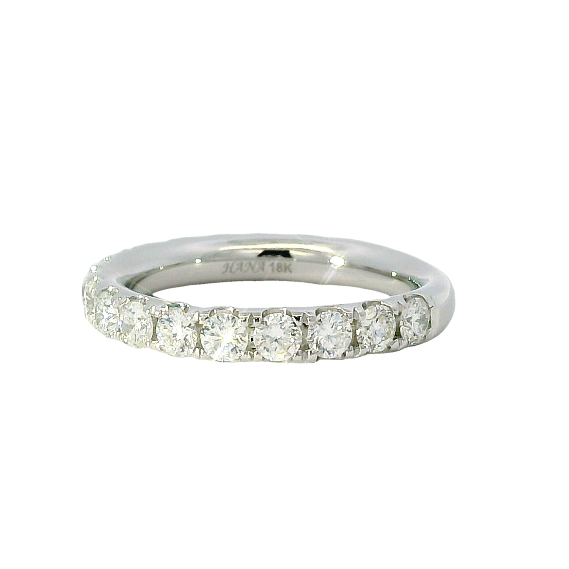 18k White Gold Natural 1.19 Carat Round Brilliant Diamond 2/3 Bridal Band