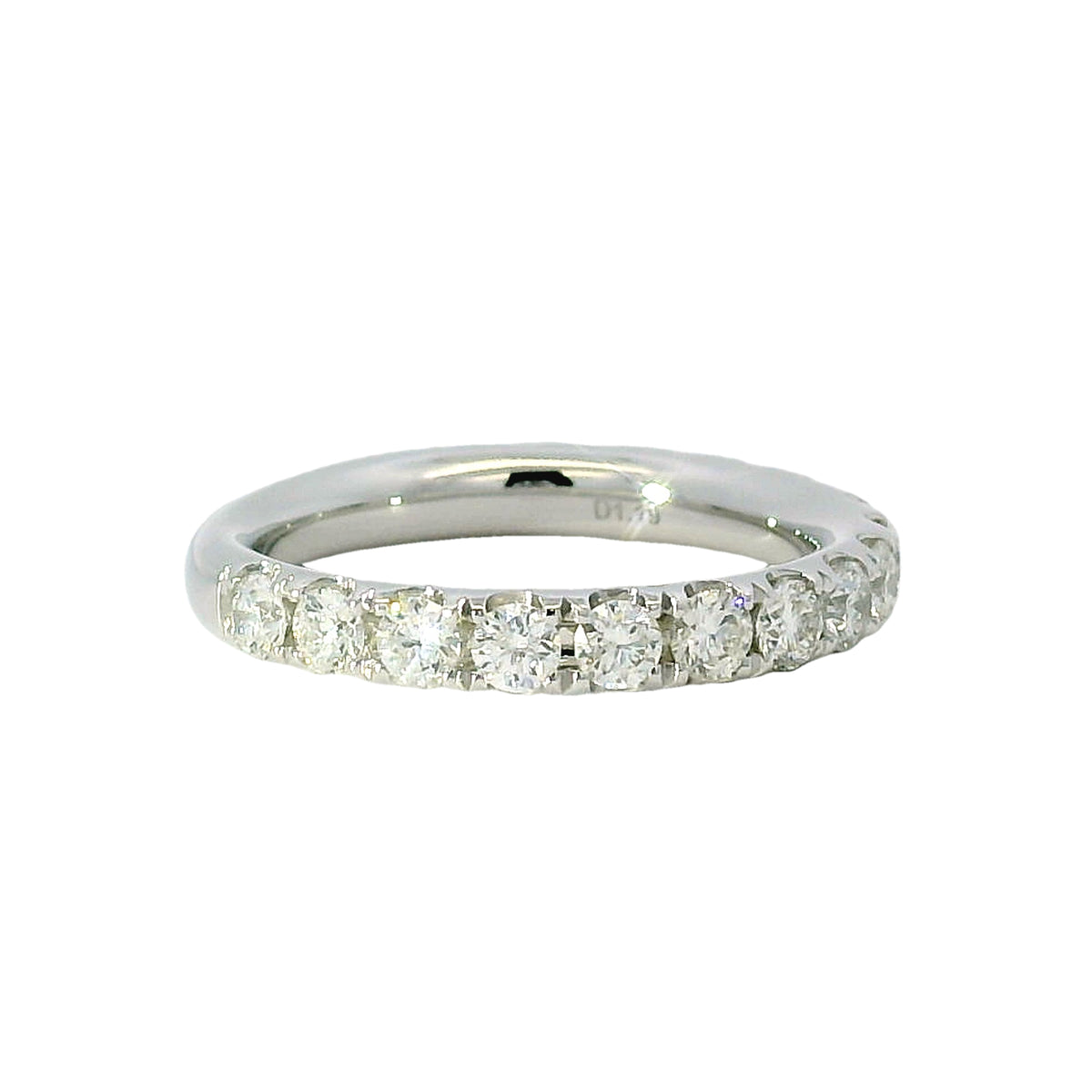 18k White Gold Natural 1.19 Carat Round Brilliant Diamond 2/3 Bridal Band