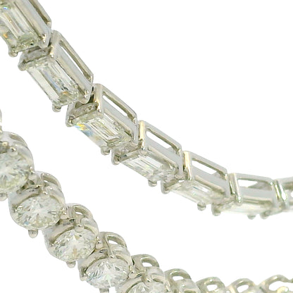 18k White Gold Natural 20.59 Carat Double Strand Diamond Tennis Necklace