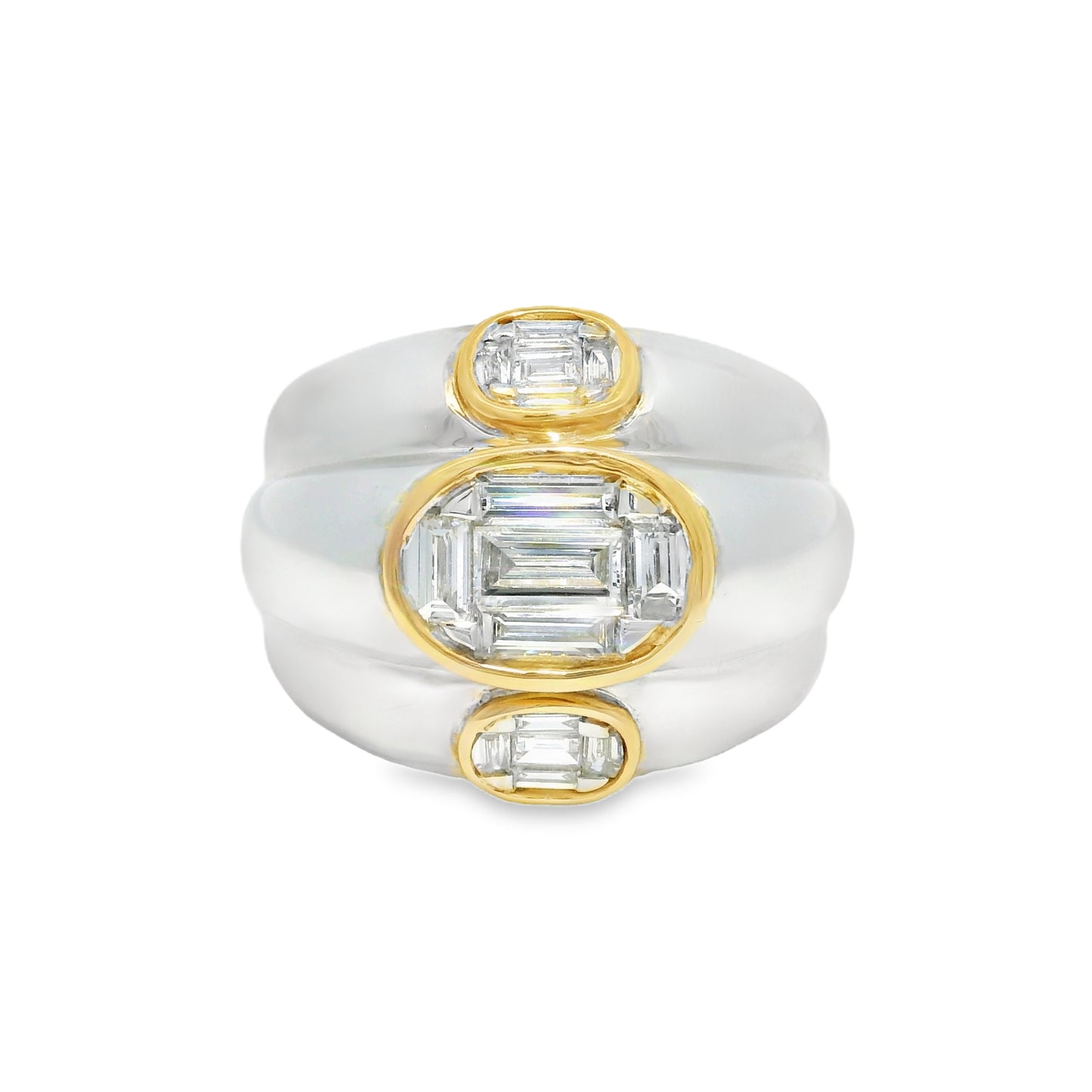 18k Two-Tone Gold Natural 1.01 Carat Diamond Mosaic Ring