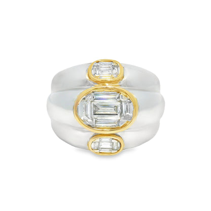 18k Two-Tone Gold Natural 1.01 Carat Diamond Mosaic Ring
