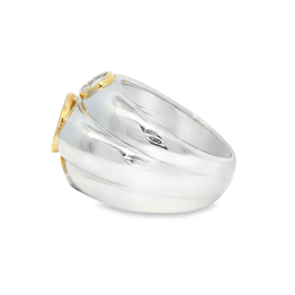 18k Two-Tone Gold Natural 1.01 Carat Diamond Mosaic Ring