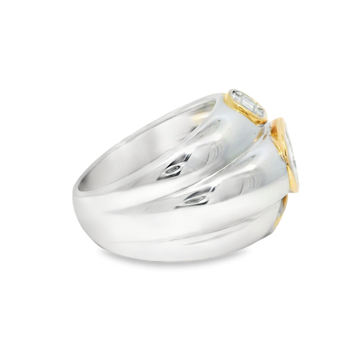 18k Two-Tone Gold Natural 1.01 Carat Diamond Mosaic Ring