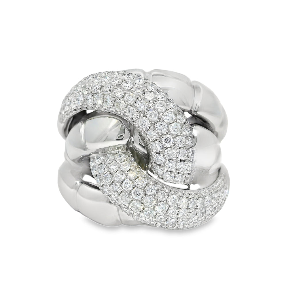 18k White Gold Natural 2.24 Carat Diamond Twisted Knot Ring — product photo 1