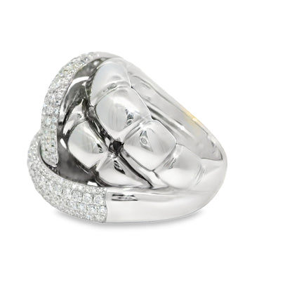 18k White Gold Natural 2.24 Carat Diamond Twisted Knot Ring