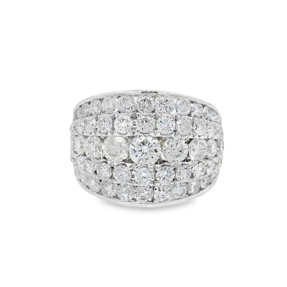 14k White Gold Natural 3.63 Carat Diamond 5-Row Wide Band — product photo 1