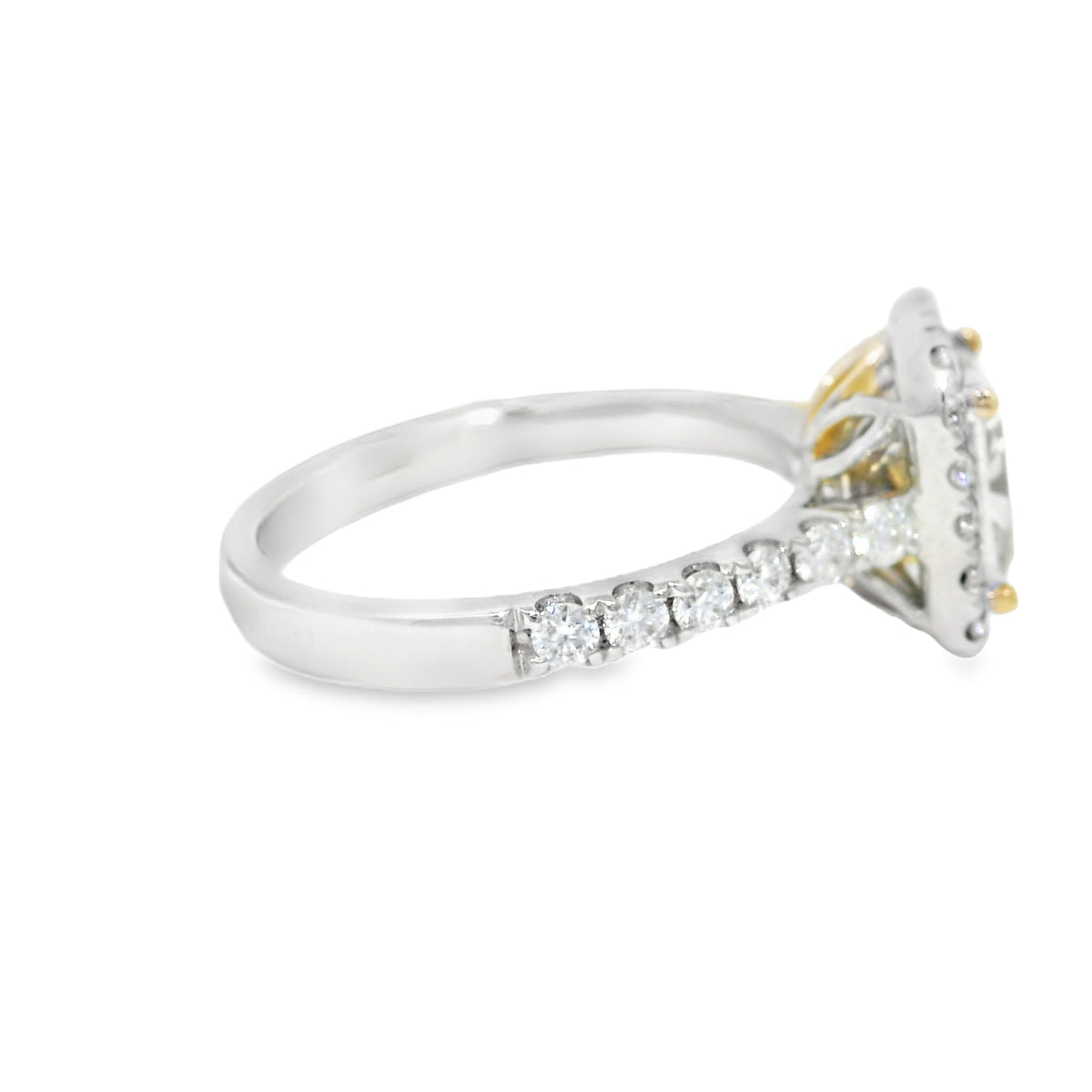 18k White Gold Natural Yellow 1.77 Carat Radiant Cut Diamond Halo Engagement Ring — product photo 5