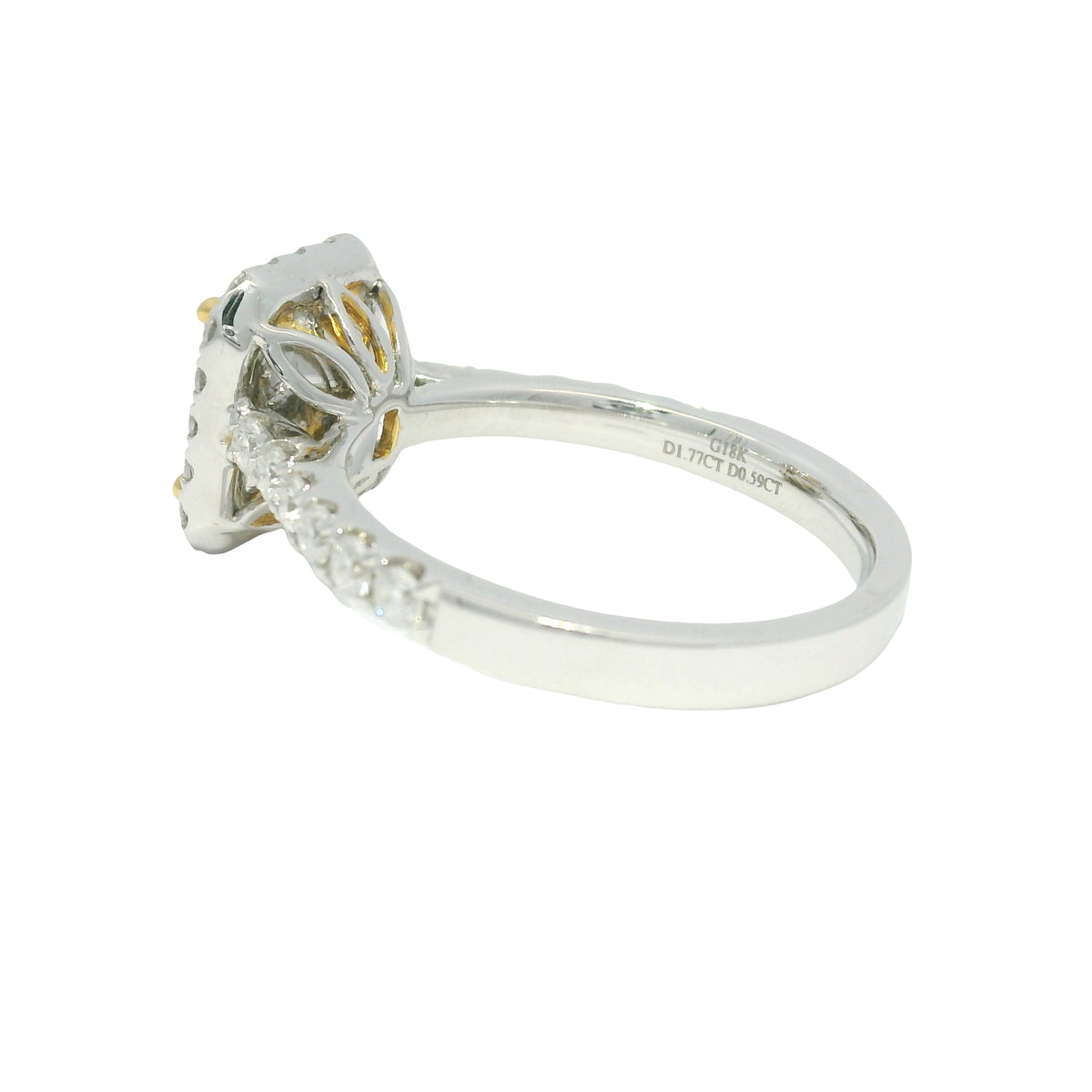18k White Gold Natural Yellow 1.77 Carat Radiant Cut Diamond Halo Engagement Ring — product photo 9