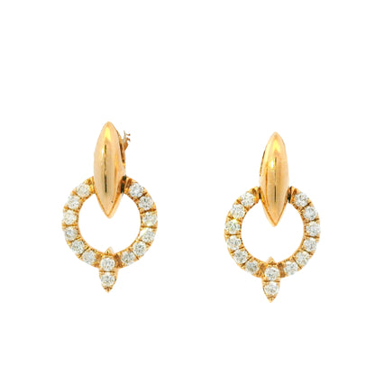 14K Rose Gold Natural Round Brilliant Diamond Circle Drop Earrings