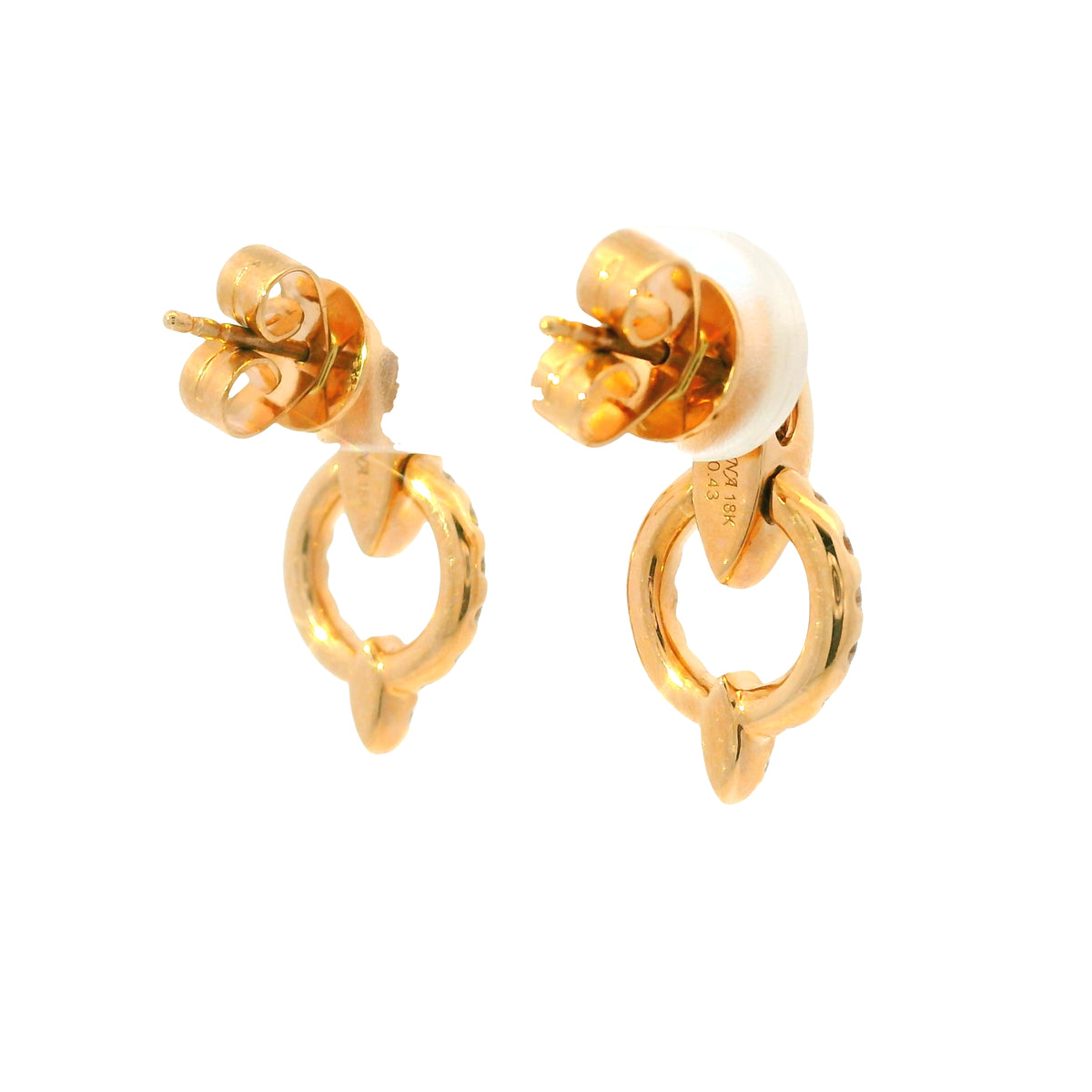 14K Rose Gold Natural Round Brilliant Diamond Circle Drop Earrings