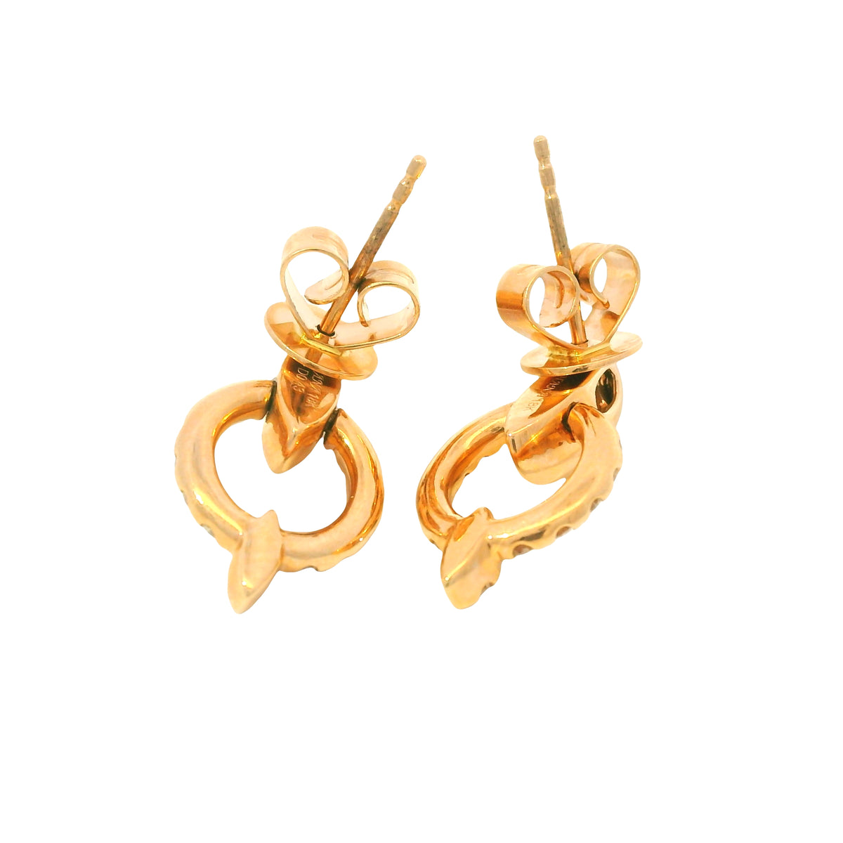 14K Rose Gold Natural Round Brilliant Diamond Circle Drop Earrings