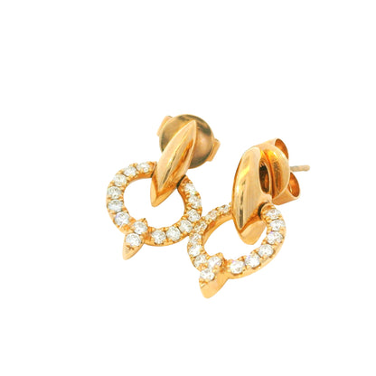 14K Rose Gold Natural Round Brilliant Diamond Circle Drop Earrings
