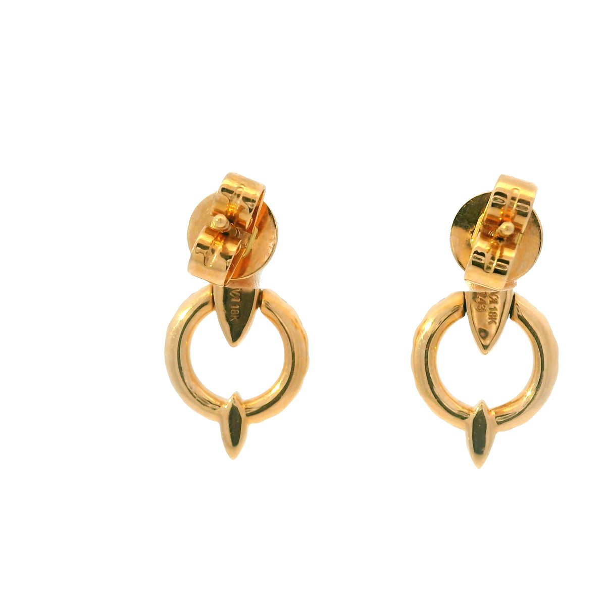 14K Rose Gold Natural Round Brilliant Diamond Circle Drop Earrings