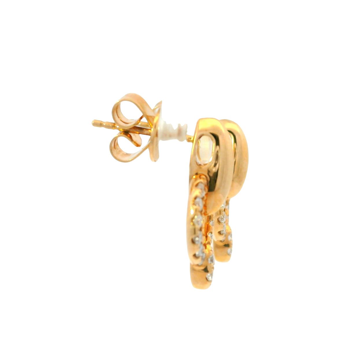 14K Rose Gold Natural Round Brilliant Diamond Circle Drop Earrings