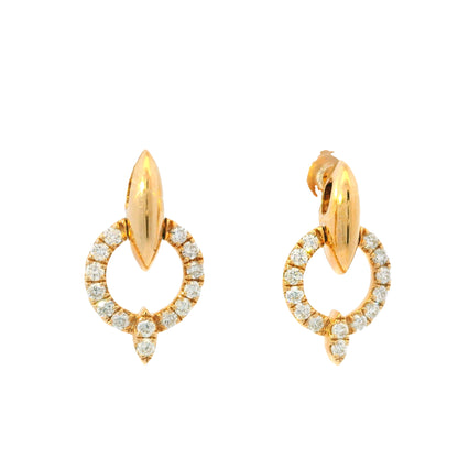 14K Rose Gold Natural Round Brilliant Diamond Circle Drop Earrings