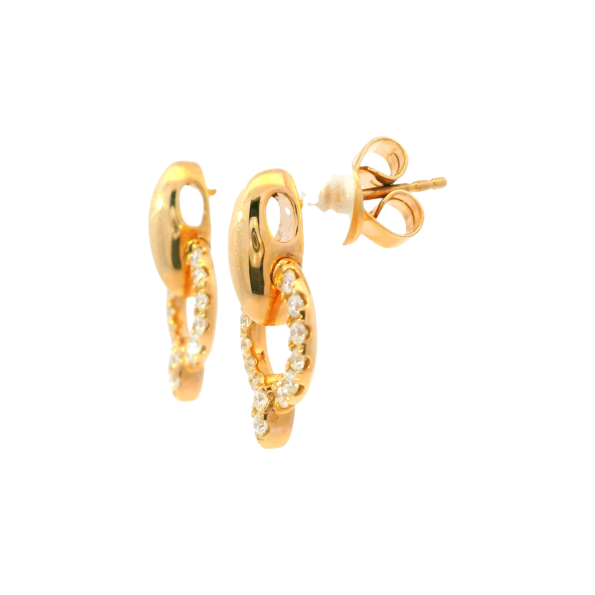 14K Rose Gold Natural Round Brilliant Diamond Circle Drop Earrings
