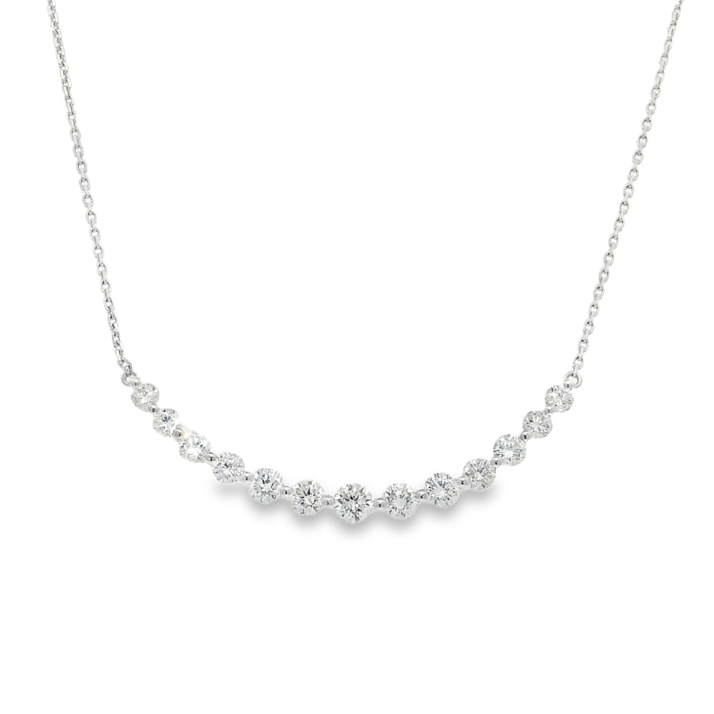 18k White Gold Natural Round Brilliant Cut Diamond Smile Necklace