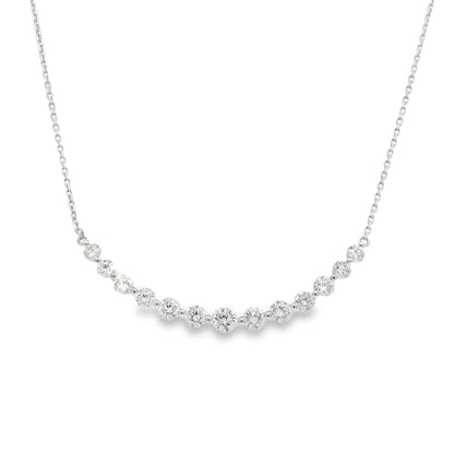 18k White Gold Natural Round Brilliant Cut Diamond Smile Necklace