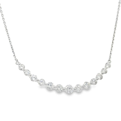 18k White Gold Natural Round Brilliant Cut Diamond Smile Necklace