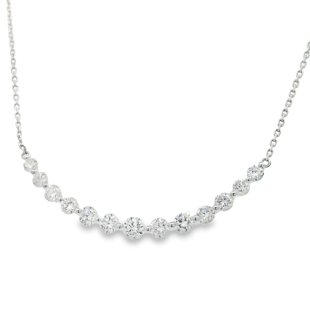 18k White Gold Natural Round Brilliant Cut Diamond Smile Necklace