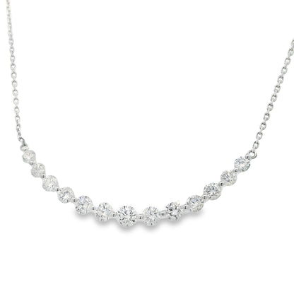18k White Gold Natural Round Brilliant Cut Diamond Smile Necklace