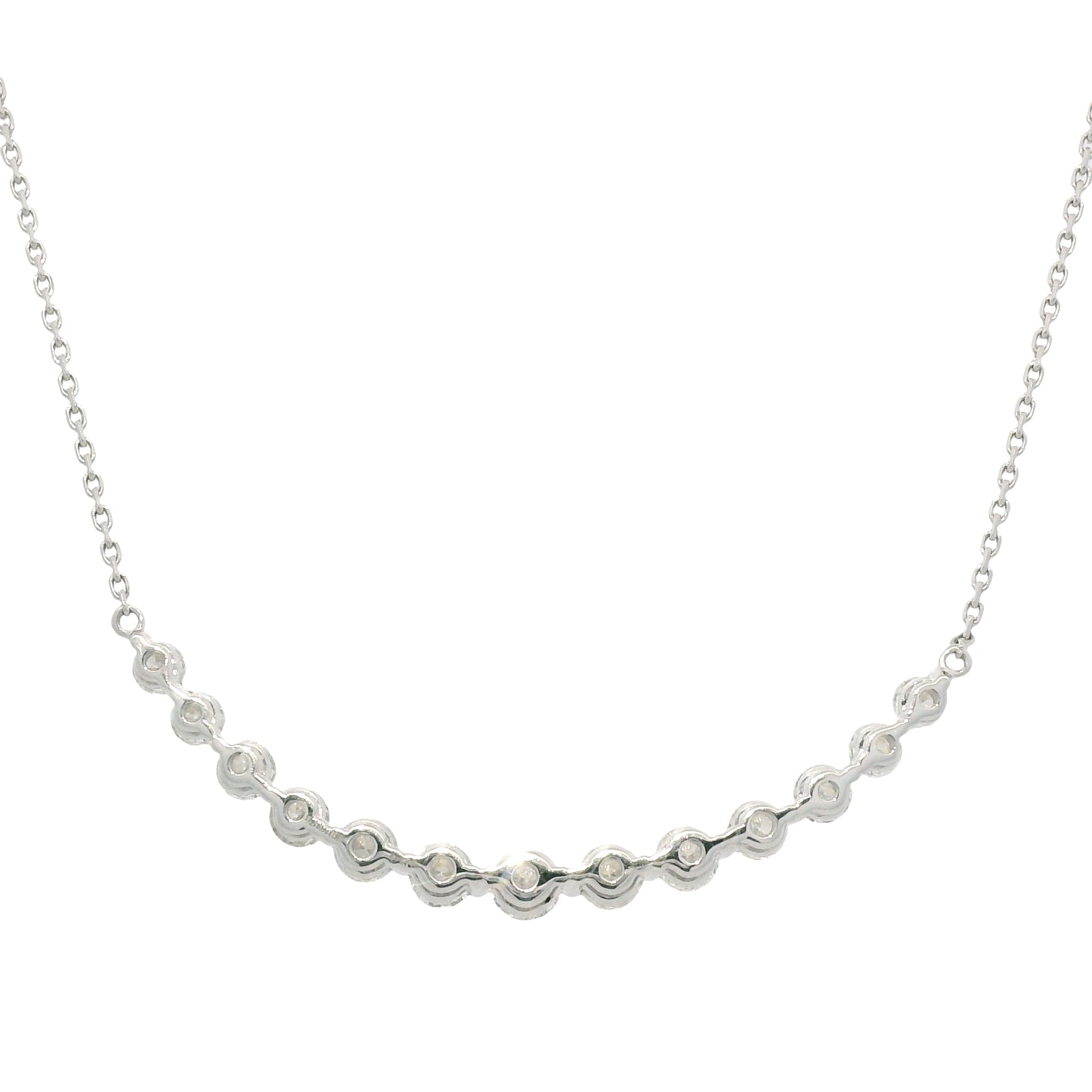 18k White Gold Natural Round Brilliant Cut Diamond Smile Necklace