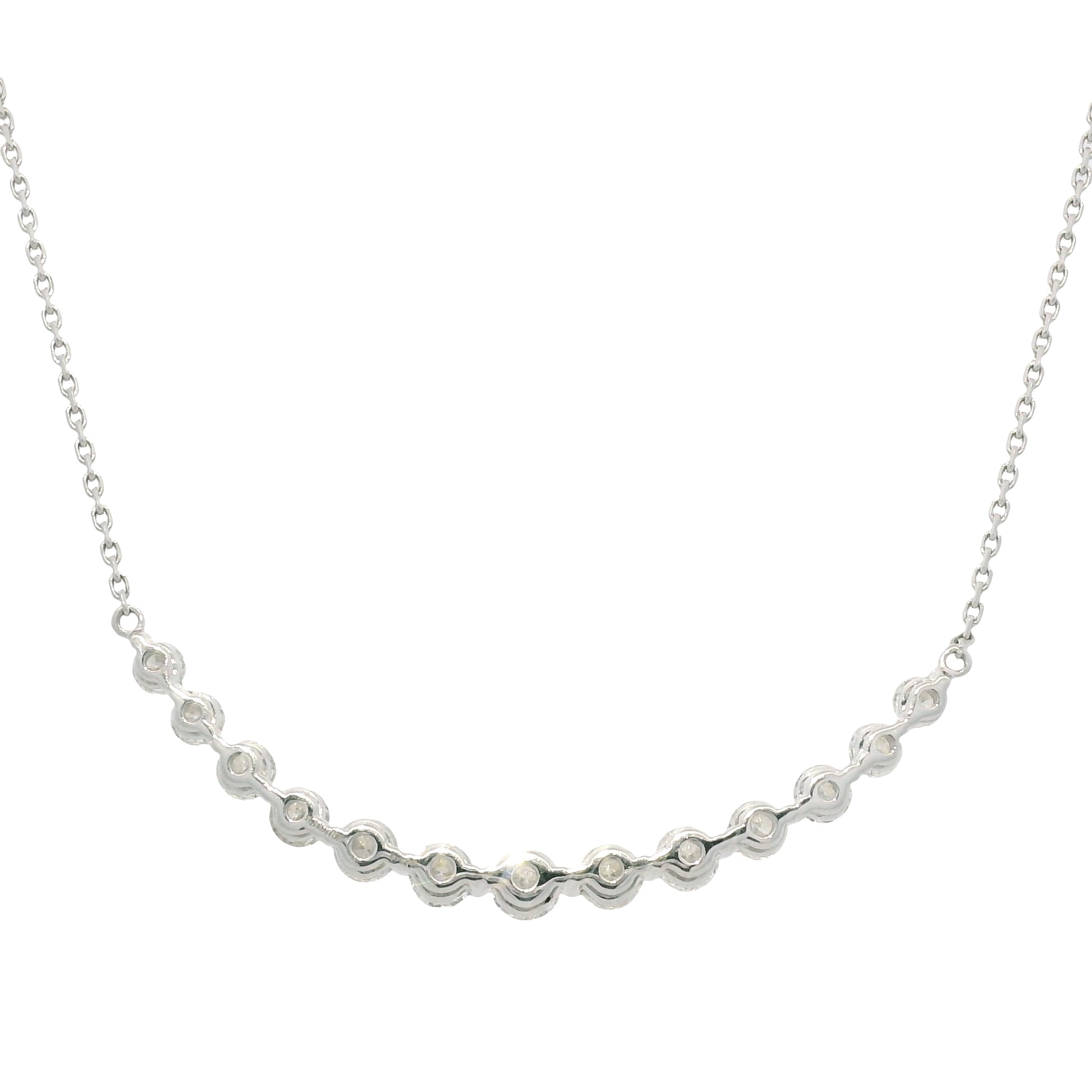 18k White Gold Natural Round Brilliant Cut Diamond Smile Necklace