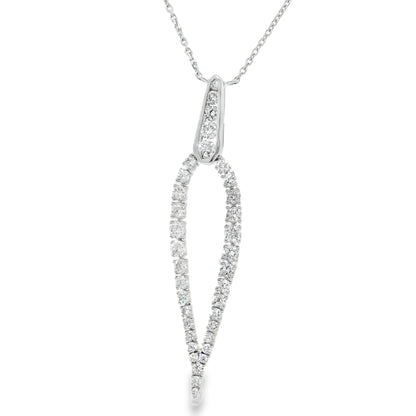 18k White Gold Natural Round Brilliant Cut Diamond Drop Pendant Necklace