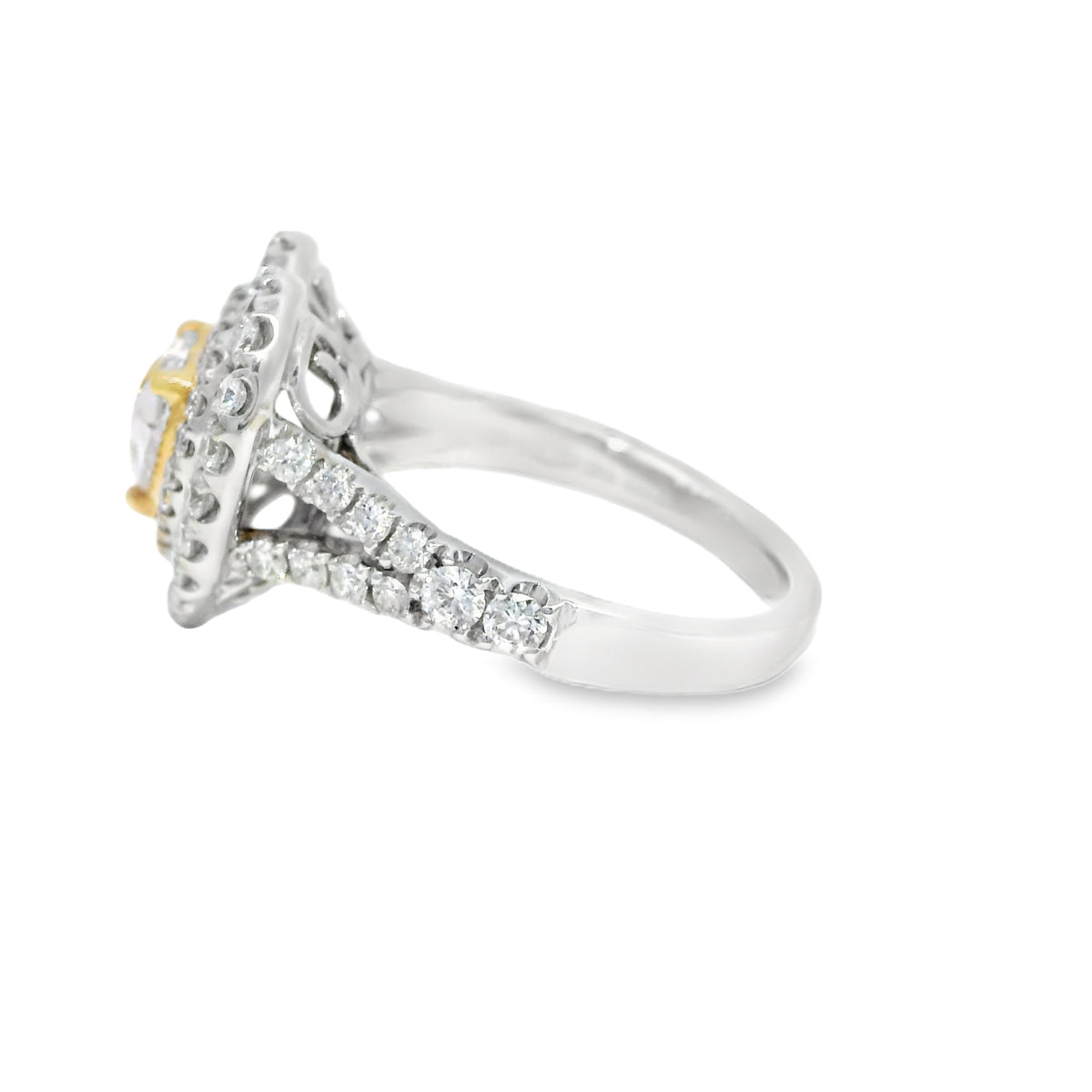 GIA 18k White Gold Natural Light Pink 1.03 Carat Heart Shaped Diamond Double Halo Ring — product photo 3