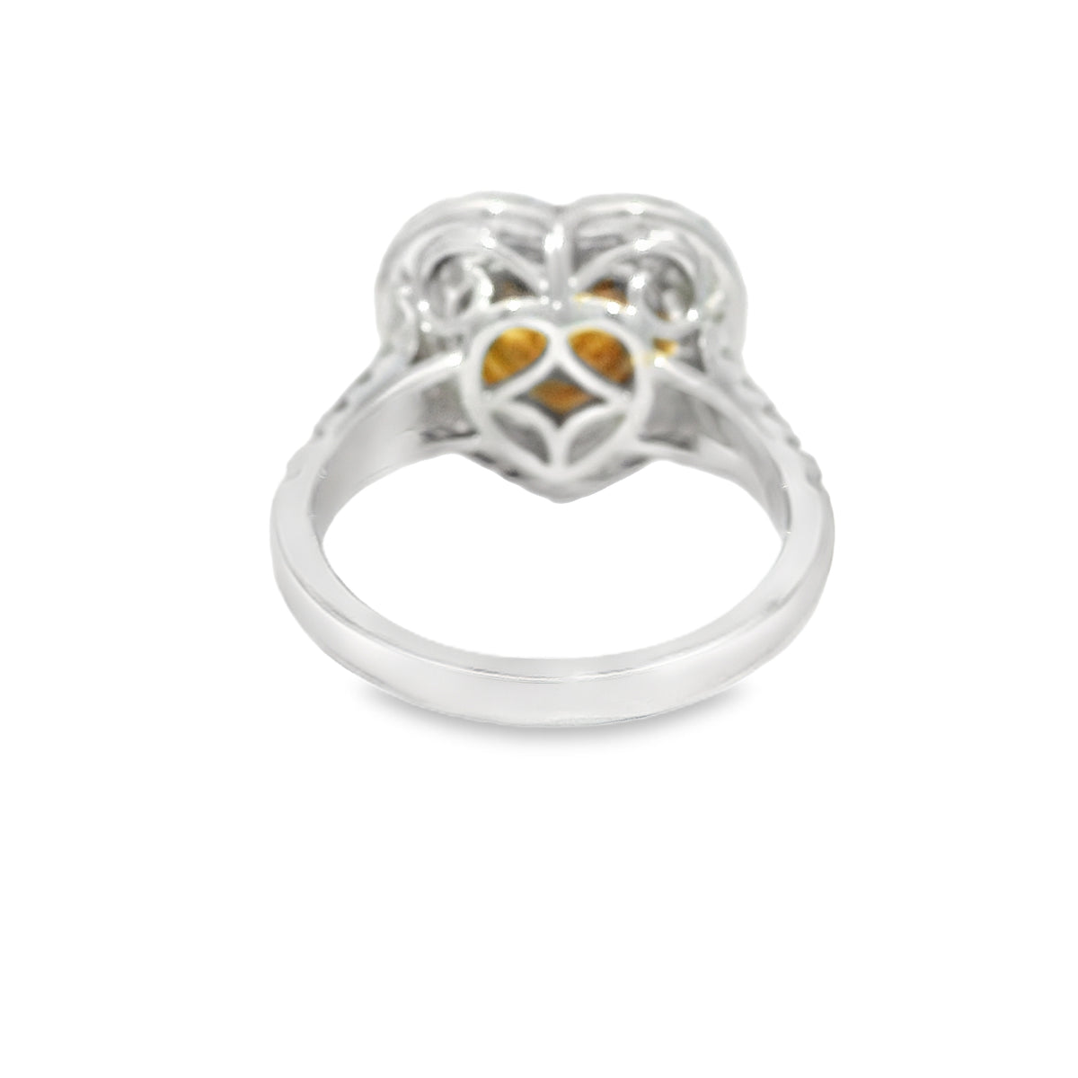 GIA 18k White Gold Natural Light Pink 1.03 Carat Heart Shaped Diamond Double Halo Ring — product photo 4