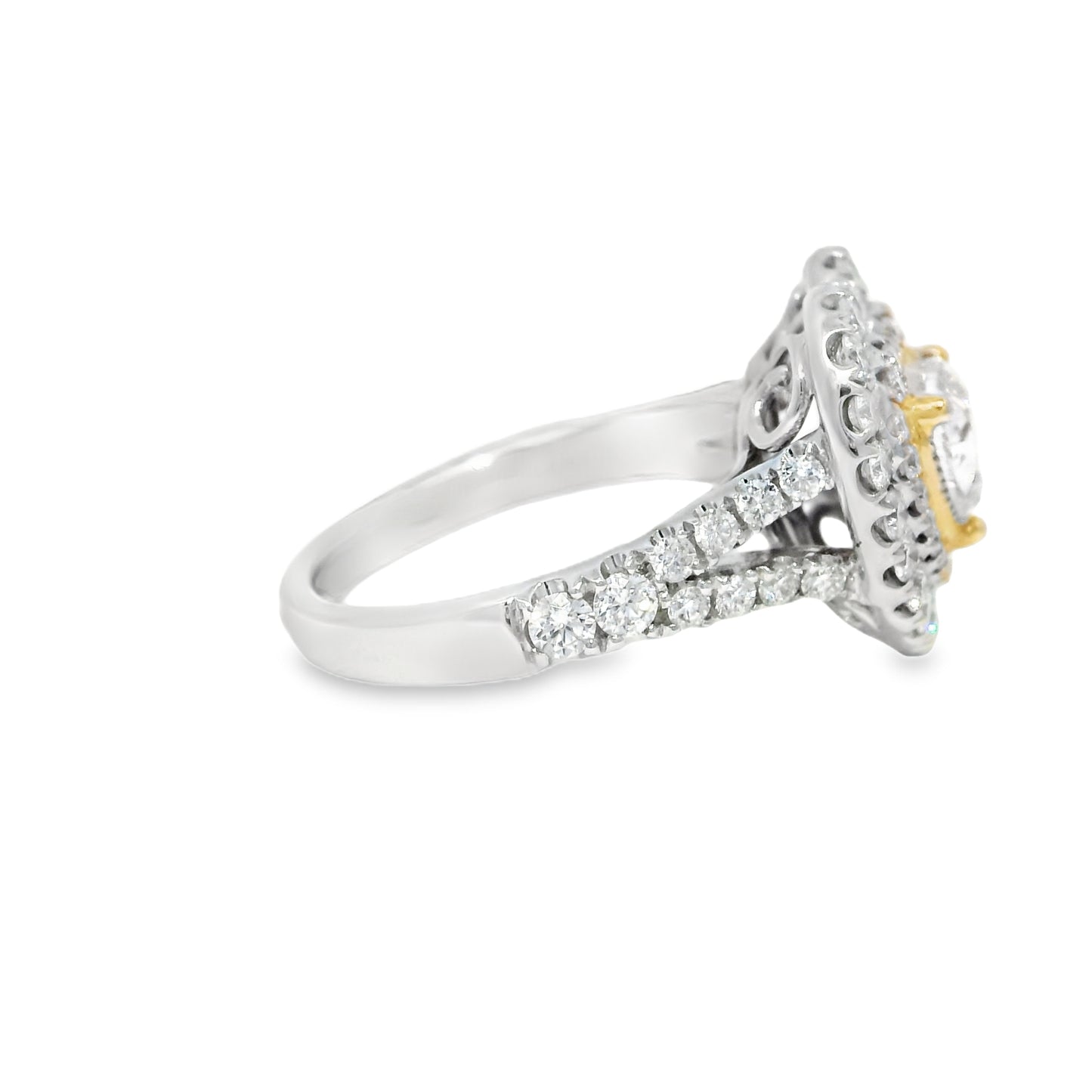 GIA 18k White Gold Natural Light Pink 1.03 Carat Heart Shaped Diamond Double Halo Ring