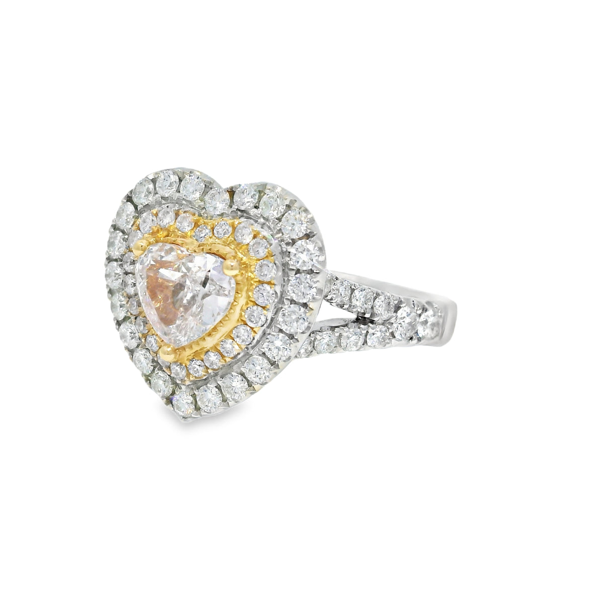 GIA 18k White Gold Natural Light Pink 1.03 Carat Heart Shaped Diamond Double Halo Ring — product photo 7