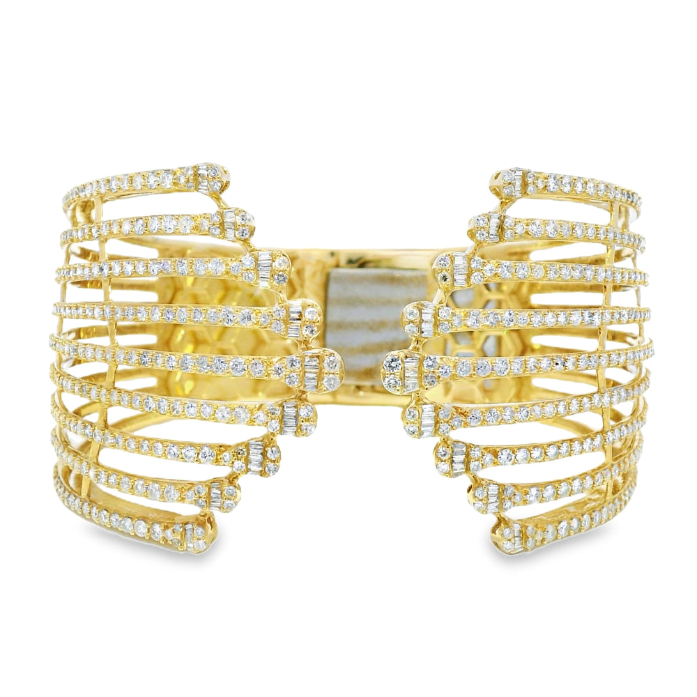 14k Yellow Gold 5.95 Carat Diamond Wide Cuff Bracelet — product photo 1