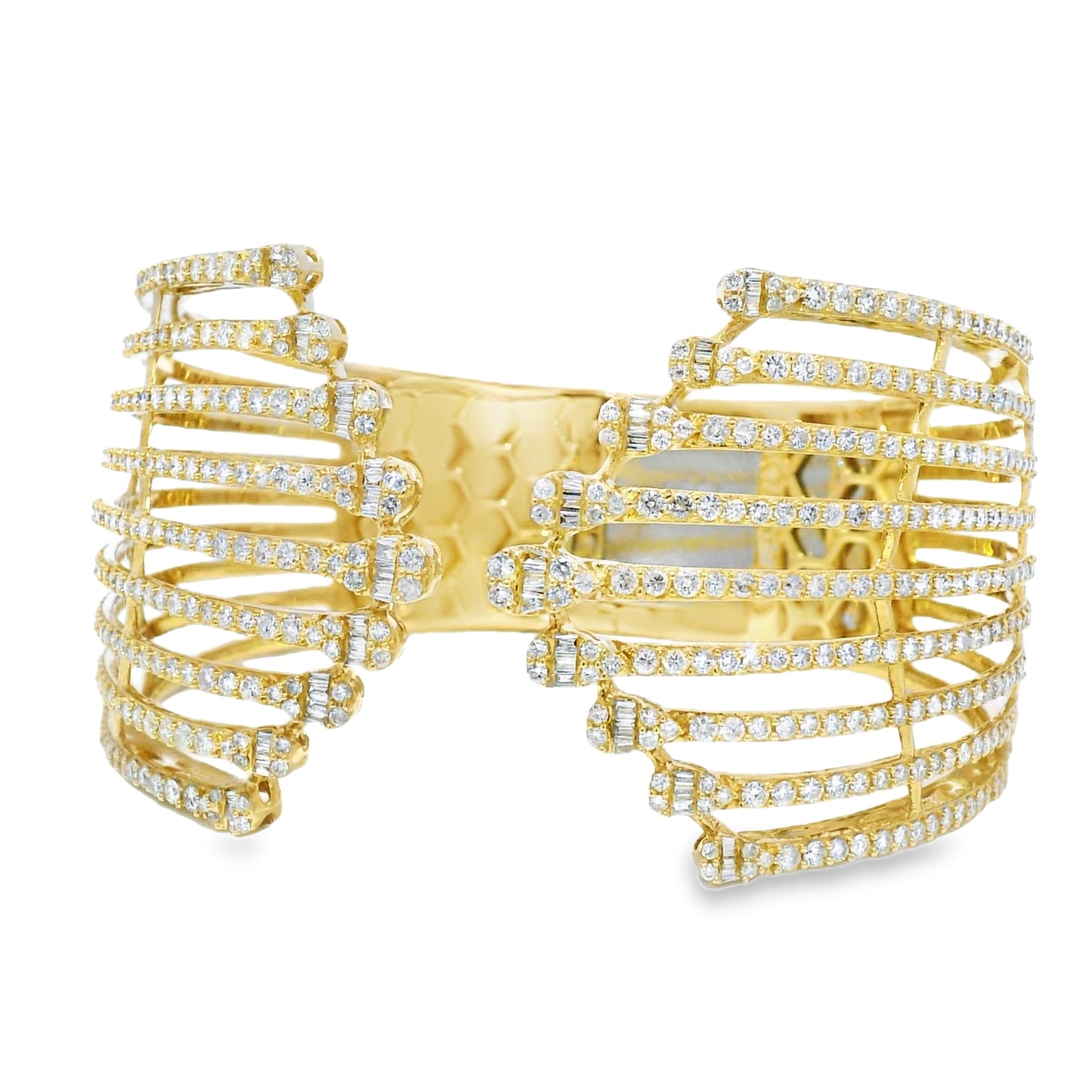 14k Yellow Gold 5.95 Carat Diamond Wide Cuff Bracelet