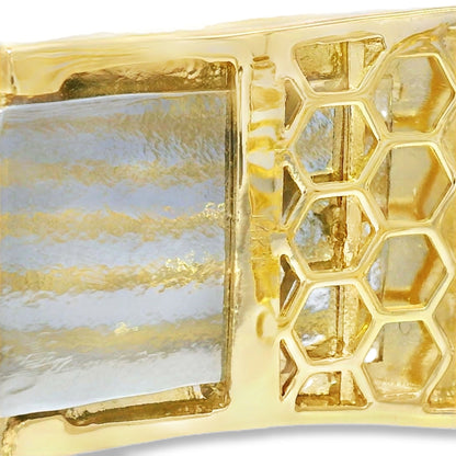 14k Yellow Gold 5.95 Carat Diamond Wide Cuff Bracelet