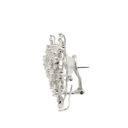 18K White Gold Natural 5.72 Carat Diamond Mosaic Set Statement Earrings