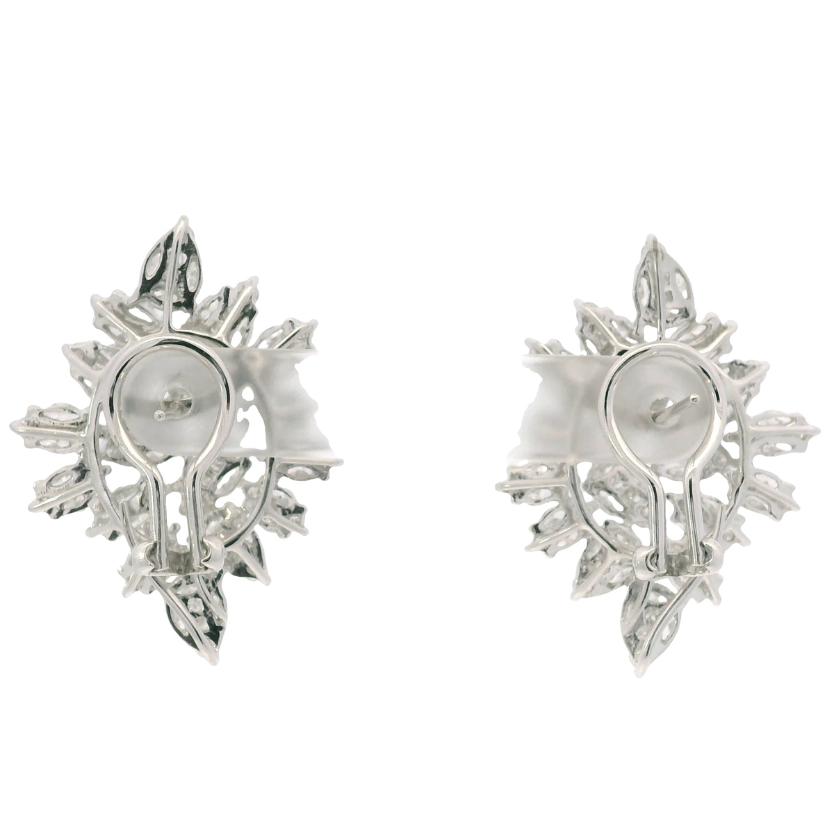 18K White Gold Natural 5.72 Carat Diamond Mosaic Set Statement Earrings