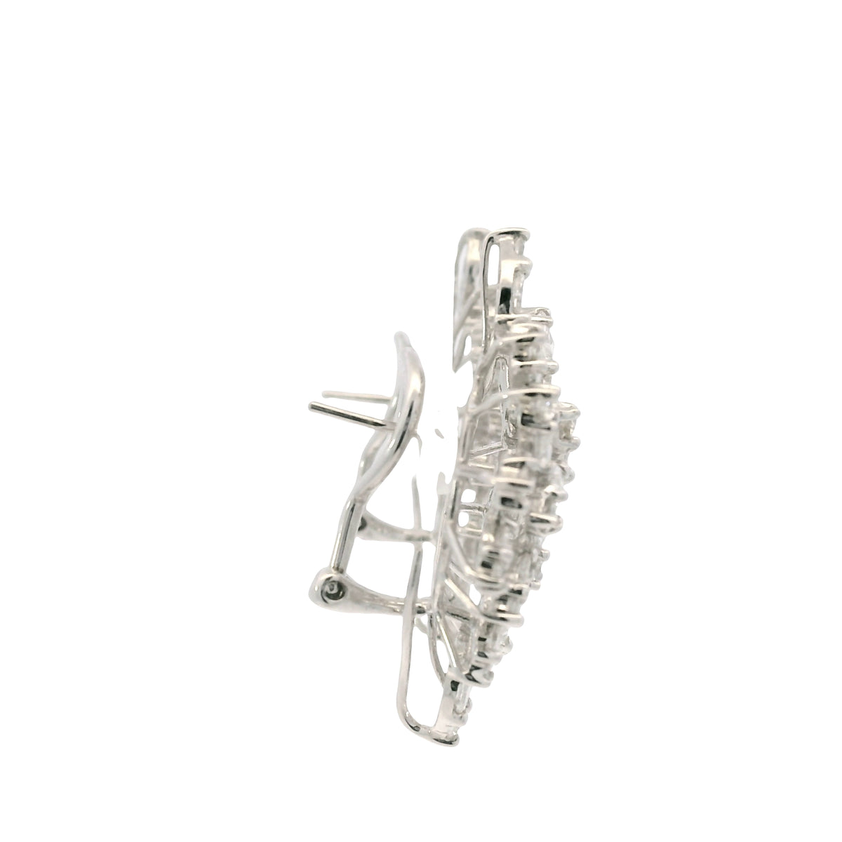 18K White Gold Natural 5.72 Carat Diamond Mosaic Set Statement Earrings