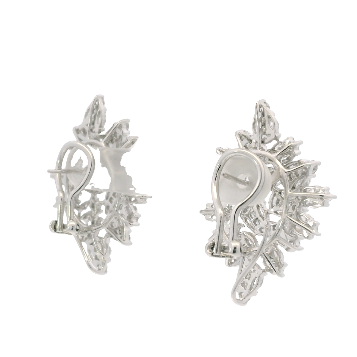 18K White Gold Natural 5.72 Carat Diamond Mosaic Set Statement Earrings