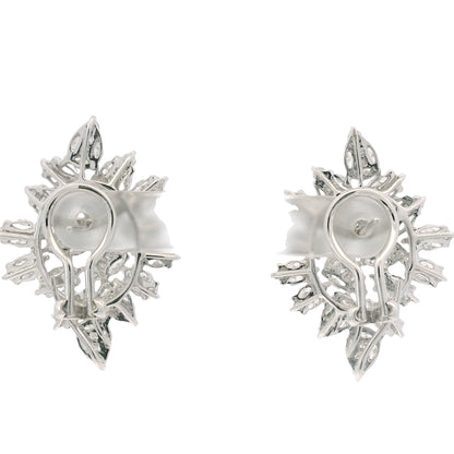 18K White Gold Natural 5.72 Carat Diamond Mosaic Set Statement Earrings