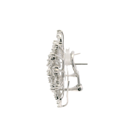 18K White Gold Natural 5.72 Carat Diamond Mosaic Set Statement Earrings