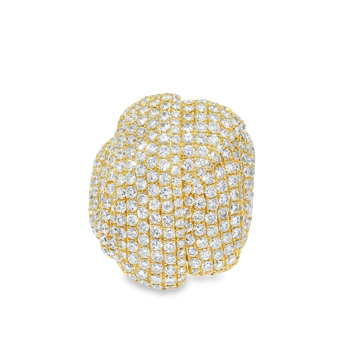 14k Yellow Gold Natural 8.5 Carat Diamond Pave Freeform Wide Ring — product photo 1